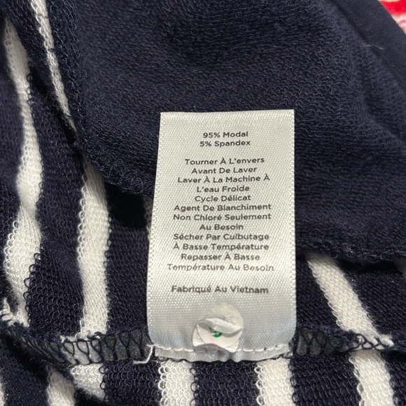 TALBOTS Sz M Navy and White Striped Cap Sleeve Drawstring Maxi Dress Side Slit - Picture 11 of 11